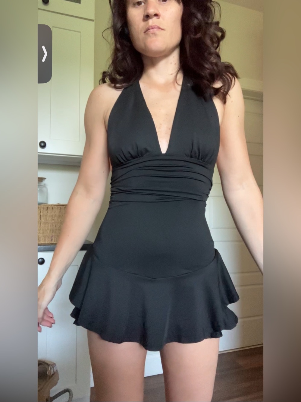 SHEIN Black Halter Skirted One-Piece
